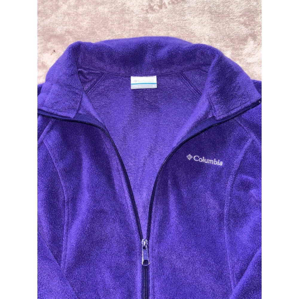 Columbia Jacket Sweatshirt Womens Purple Fleece Full‎ Zip Pockets Outdoor Size S - Picture 2 of 8